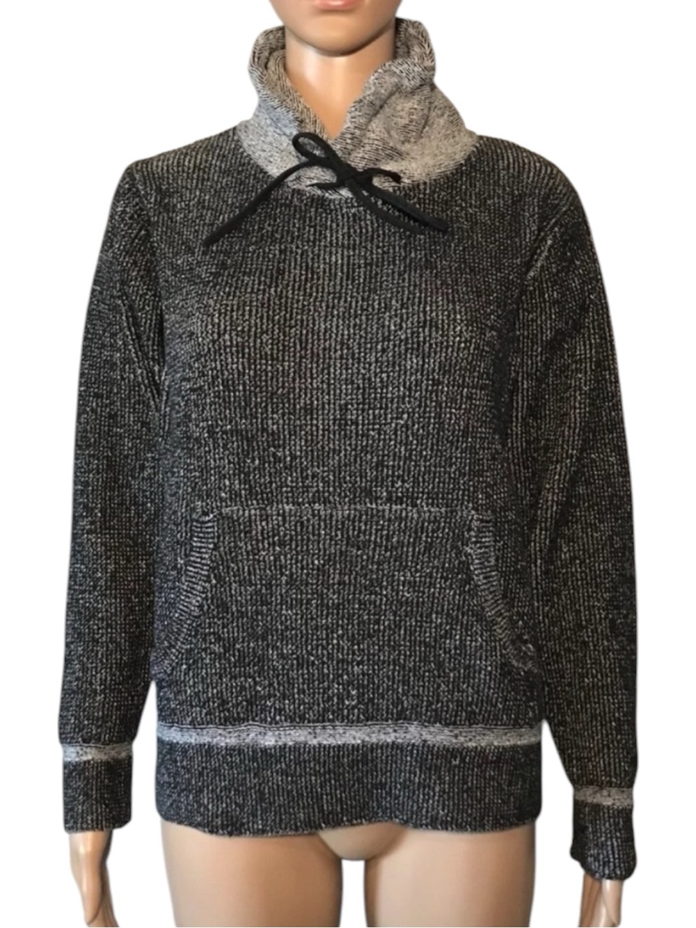 Truth Substance Women's Sweater Size S Cotton Knit Mock Neck Kangaroo Pocket